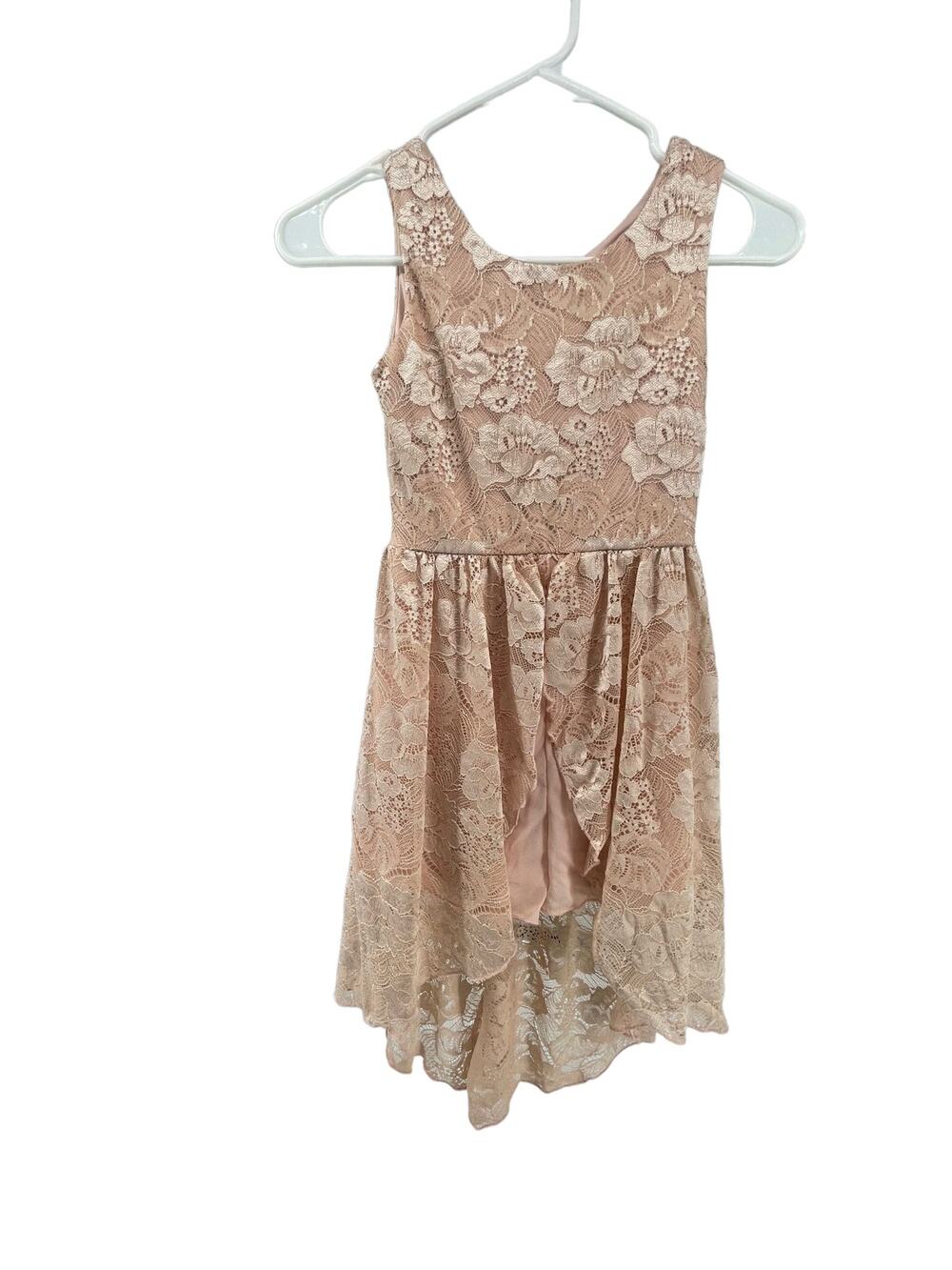 Amy Wear Girls Cream Lace Sleeveless High Low Dress Youth Size 7